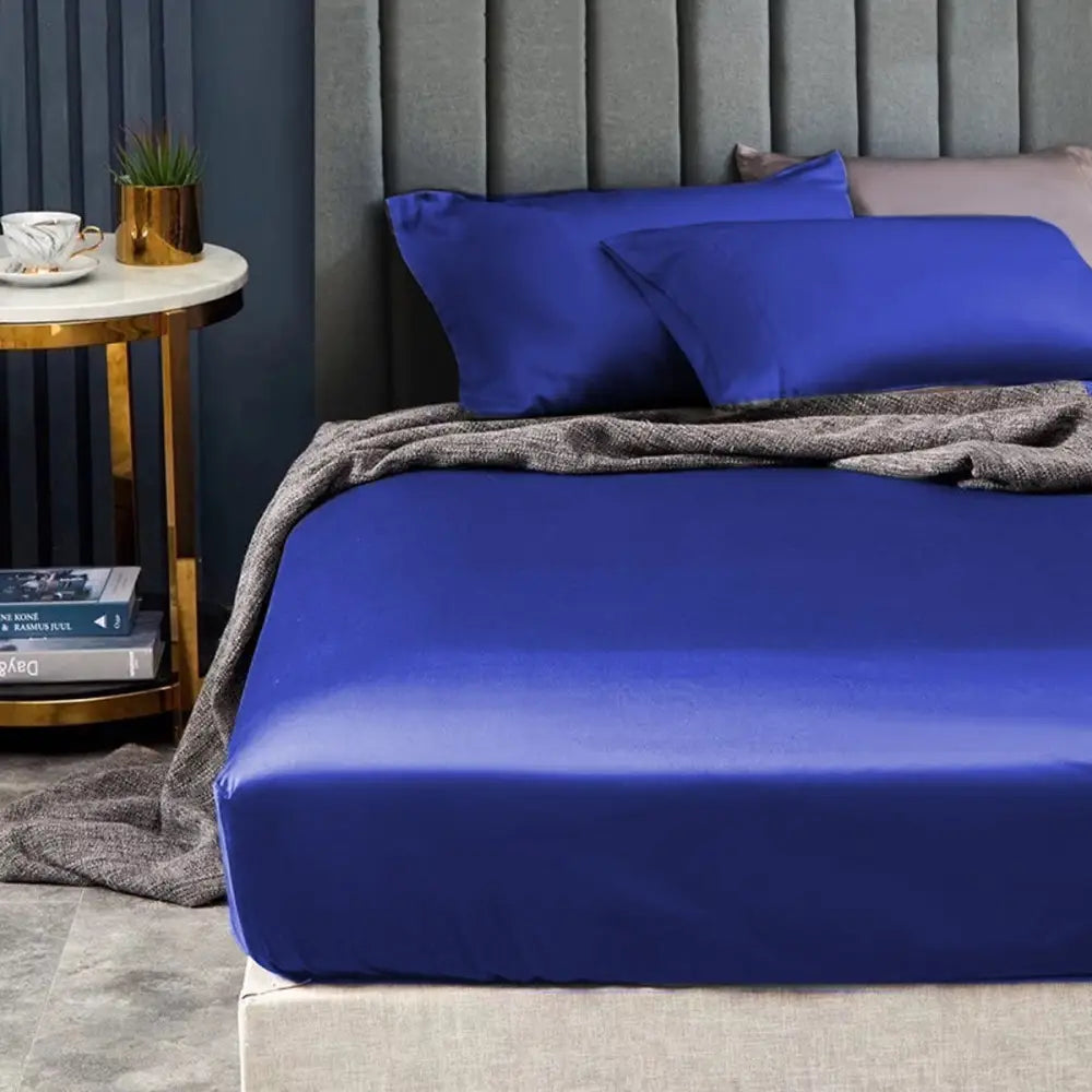 Ramesses 1500TC Elite Egyptian Cotton Sateen Fitted Sheet Combo Set Royal Blue Queen - Home & Garden > Bedding > Bed