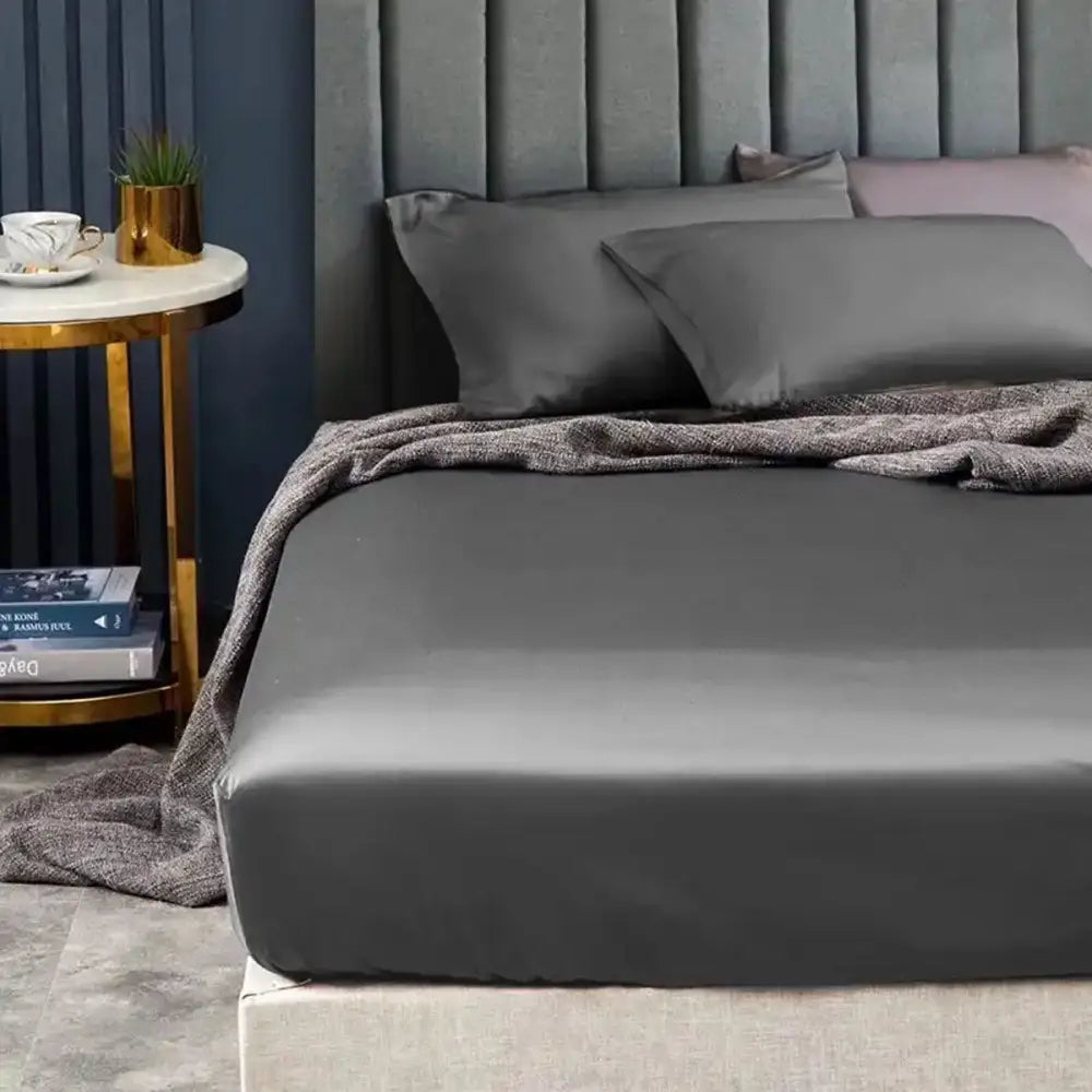 Ramesses 1500TC Elite Egyptian Cotton Sateen Fitted Sheet Combo Set Charcoal Queen - Home & Garden > Bedding > Bed