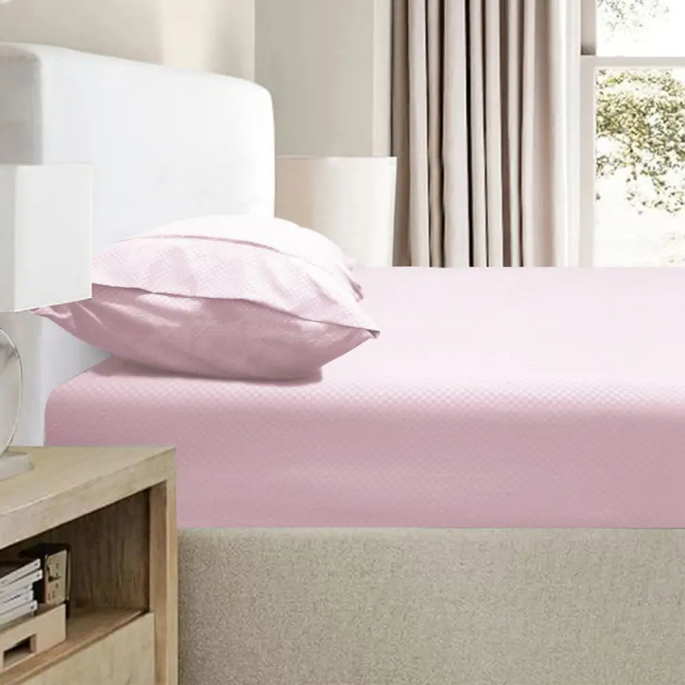 Ramesses 2000TC Bamboo Embossed Fitted Sheet Combo Set Pink King - Home & Garden > Bedding > Bed Sheets
