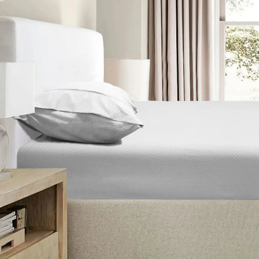 Ramesses 2000TC Bamboo Embossed Fitted Sheet Combo Set Silver Double - Home & Garden > Bedding > Bed Sheets