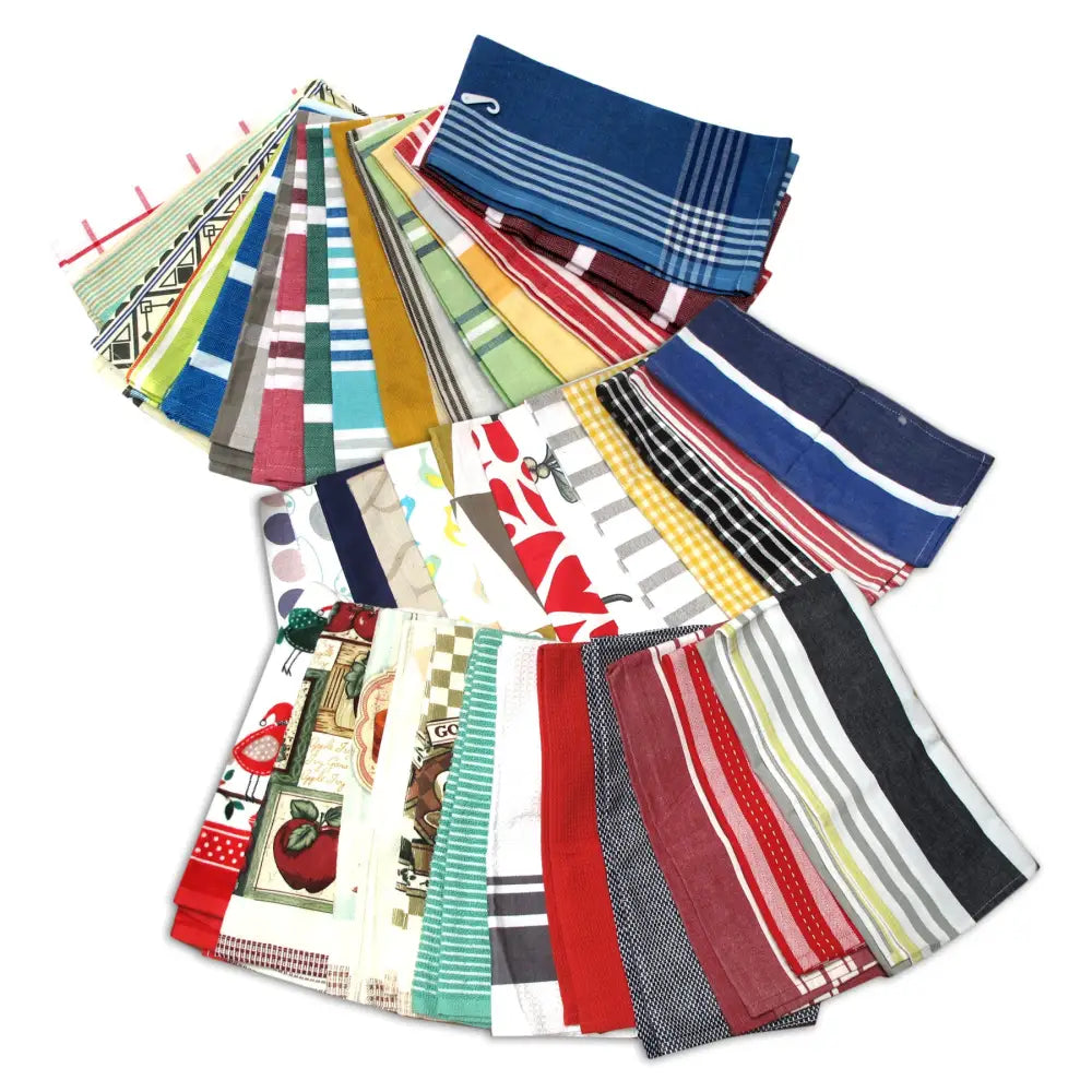 Random Pick Set of 6 100% Cotton Pattern Tea Towels - 50 x 70 cm - Home & Garden > Kitchenware