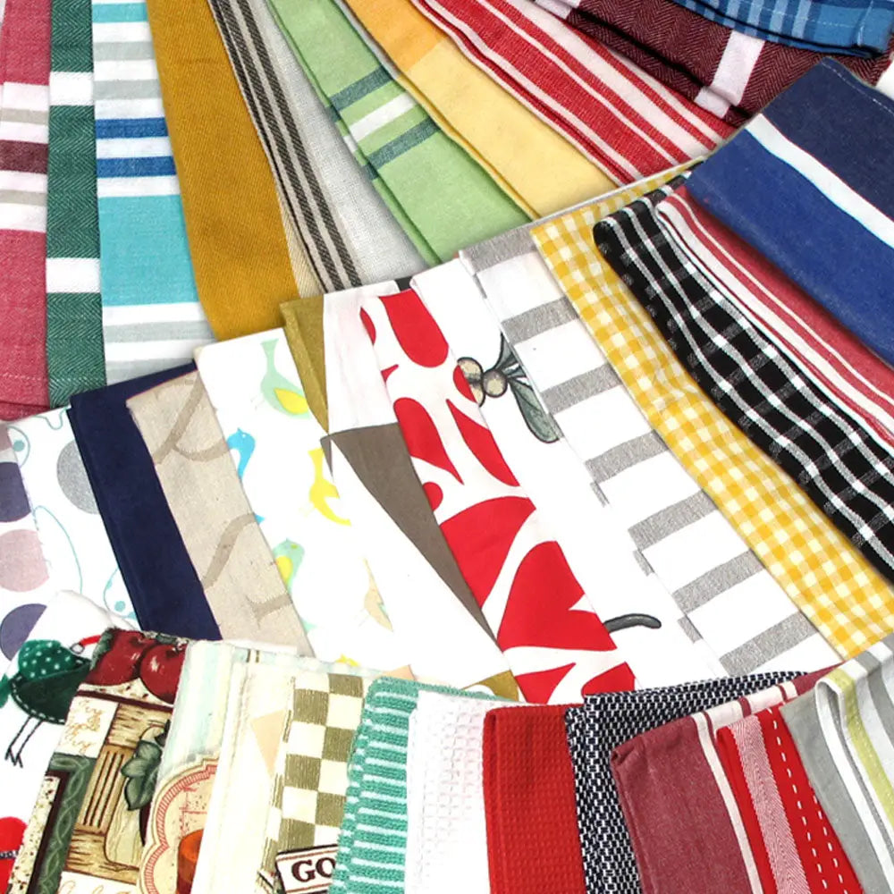 Random Pick Set of 6 100% Cotton Pattern Tea Towels - 50 x 70 cm - Home & Garden > Kitchenware