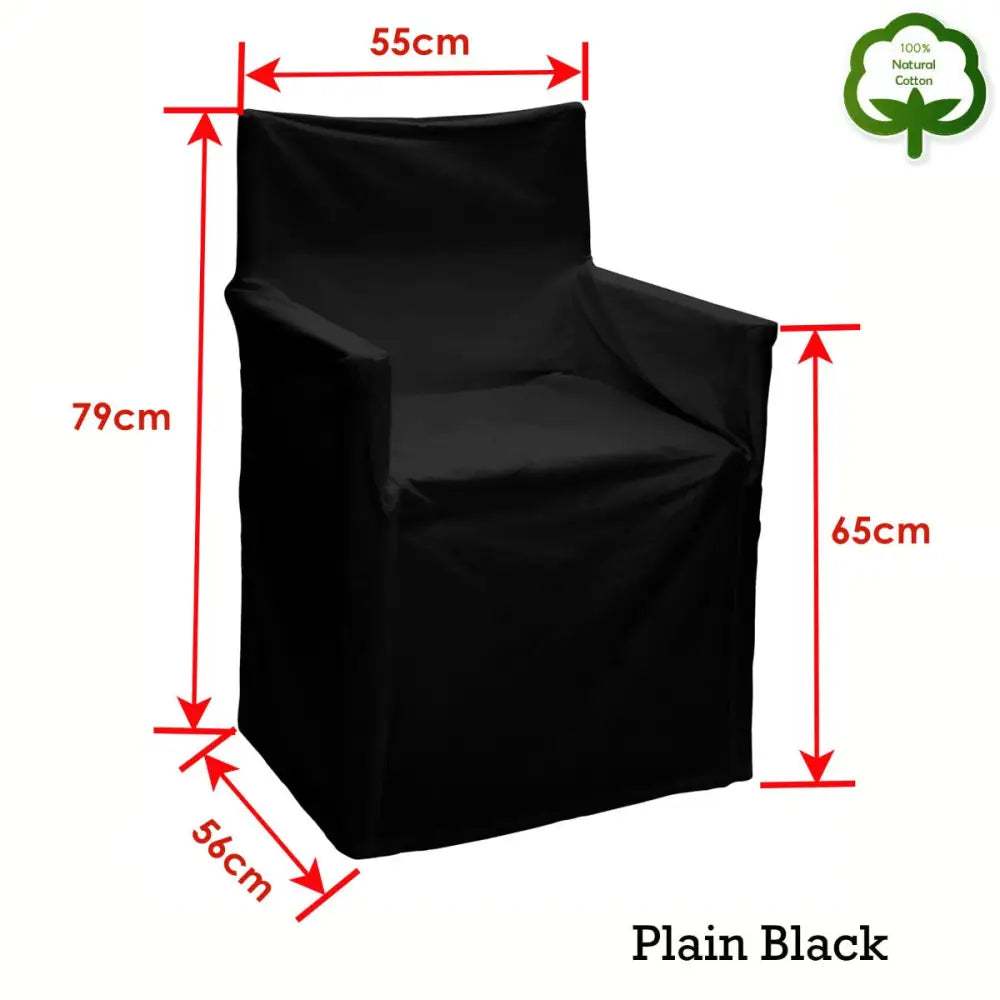 Rans Alfresco 100% Cotton Director Chair Cover - Plain Black - Home & Garden > Decor