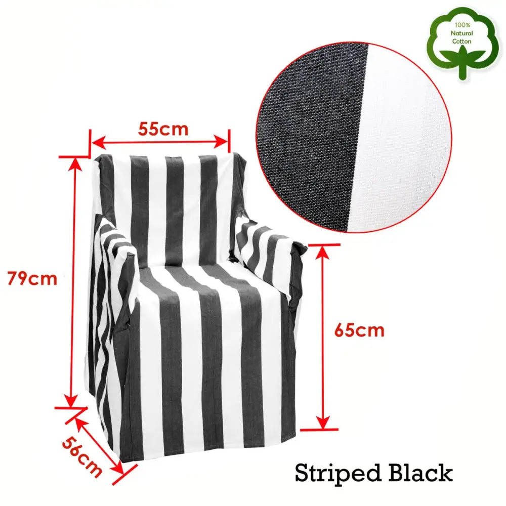 Rans Alfresco 100% Cotton Director Chair Cover - Striped Black - Home & Garden > Decor
