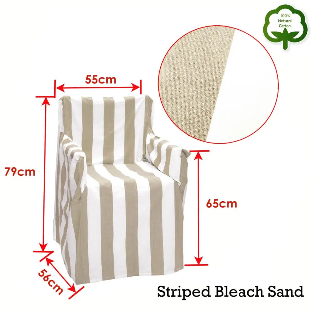 Rans Alfresco 100% Cotton Director Chair Cover - Striped Bleach Sand - Home & Garden > Decor