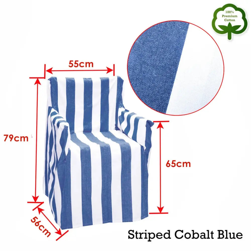 Rans Alfresco 100% Cotton Director Chair Cover - Striped Cobalt Blue - Home & Garden > Decor