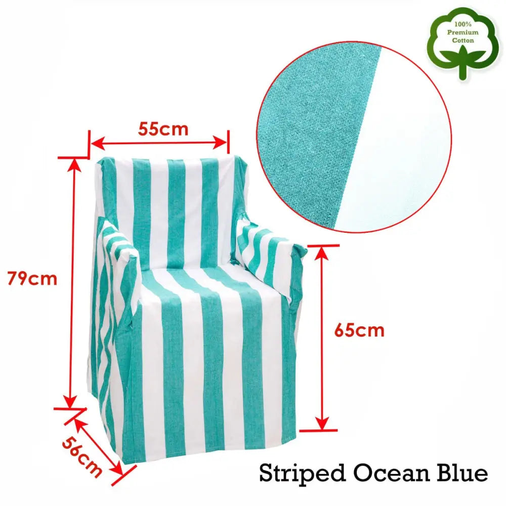 Rans Alfresco 100% Cotton Director Chair Cover - Striped Ocean Blue - Home & Garden > Decor