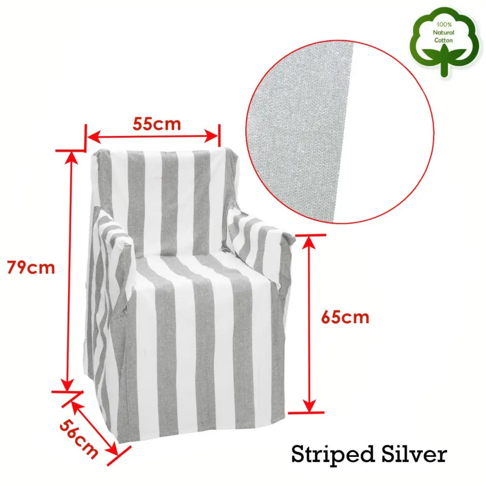 Rans Alfresco 100% Cotton Director Chair Cover - Striped Silver - Home & Garden > Decor