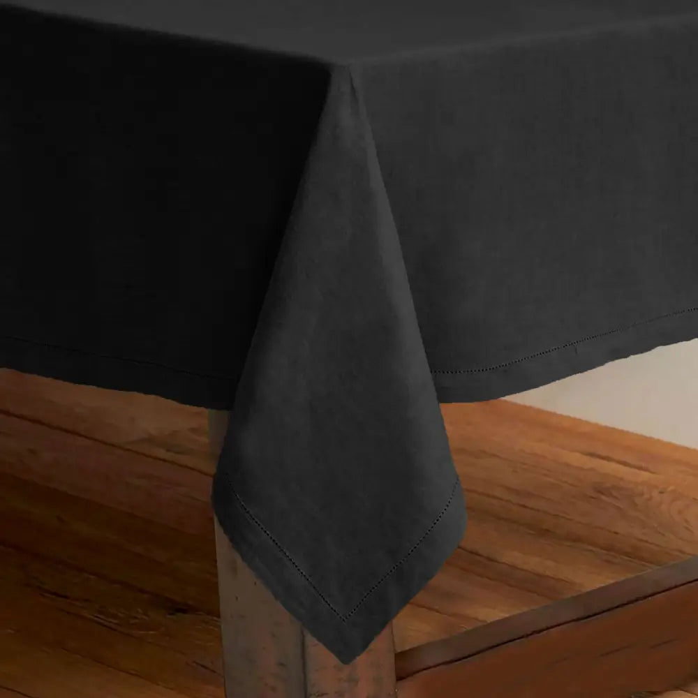 Rans Pure Cotton Hemstitch Tablecloth 150 X 300 cm - Black - Home & Garden > Kitchenware