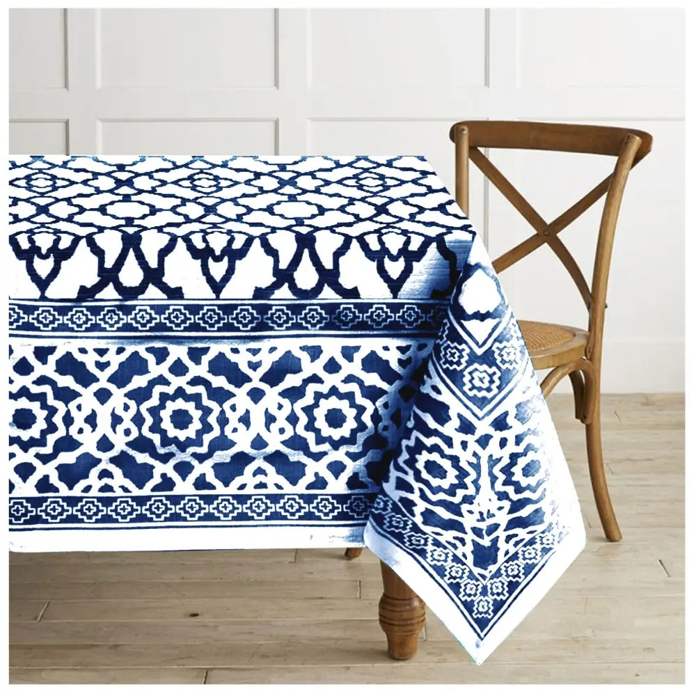 Rans Pure Cotton Vintage Tablecloth 150 x 260 + 4 cm - Indigo - Home & Garden > Kitchenware
