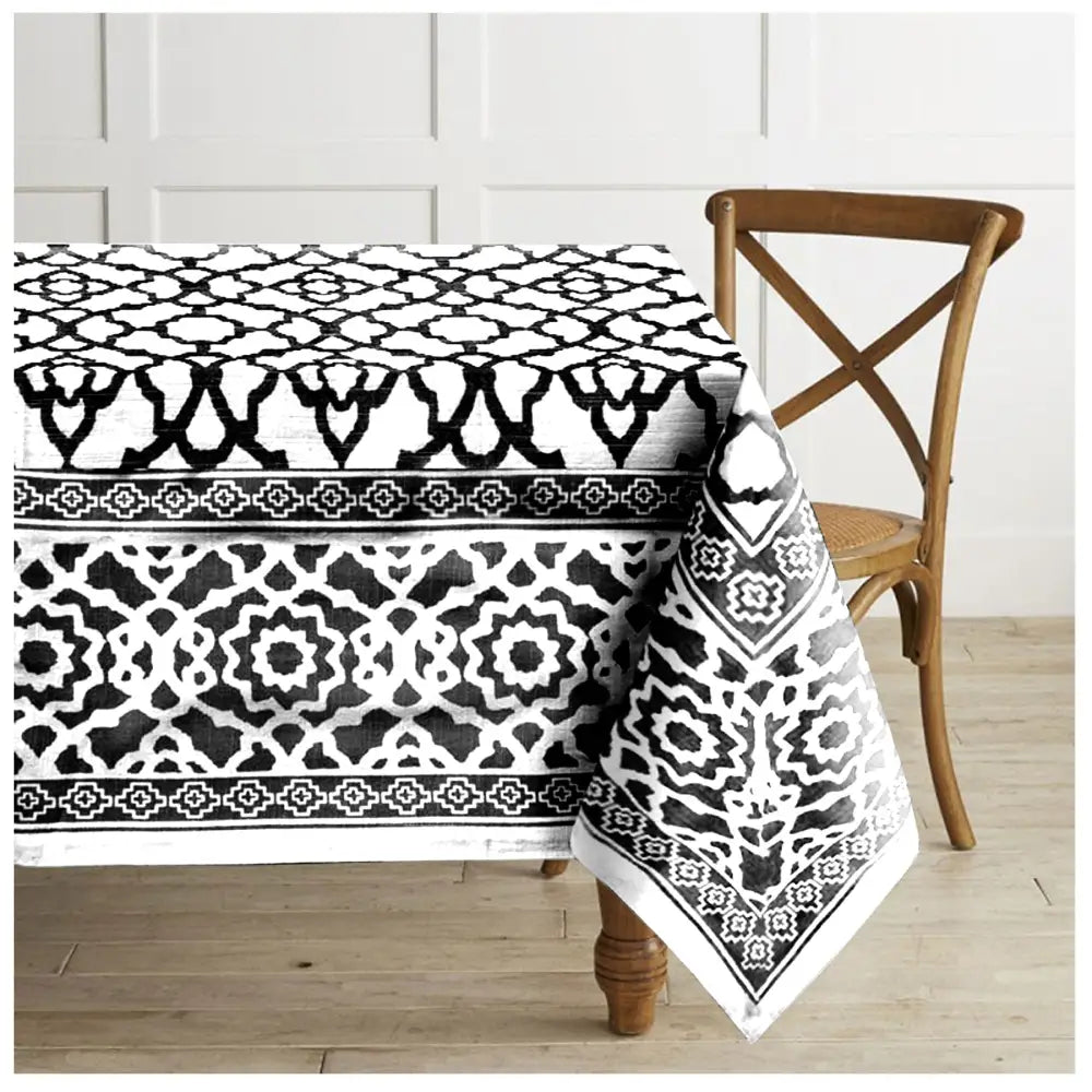 Rans Pure Cotton Vintage Tablecloth 150 x 300 + 4 cm - Black - Home & Garden > Kitchenware