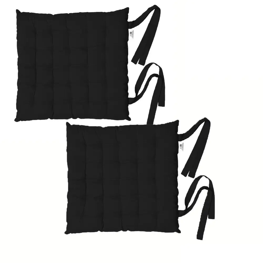 Rans Set of 2 Alfresco Cotton Chair Pads 40x40 cm - Plain Black - Home & Garden > Decor