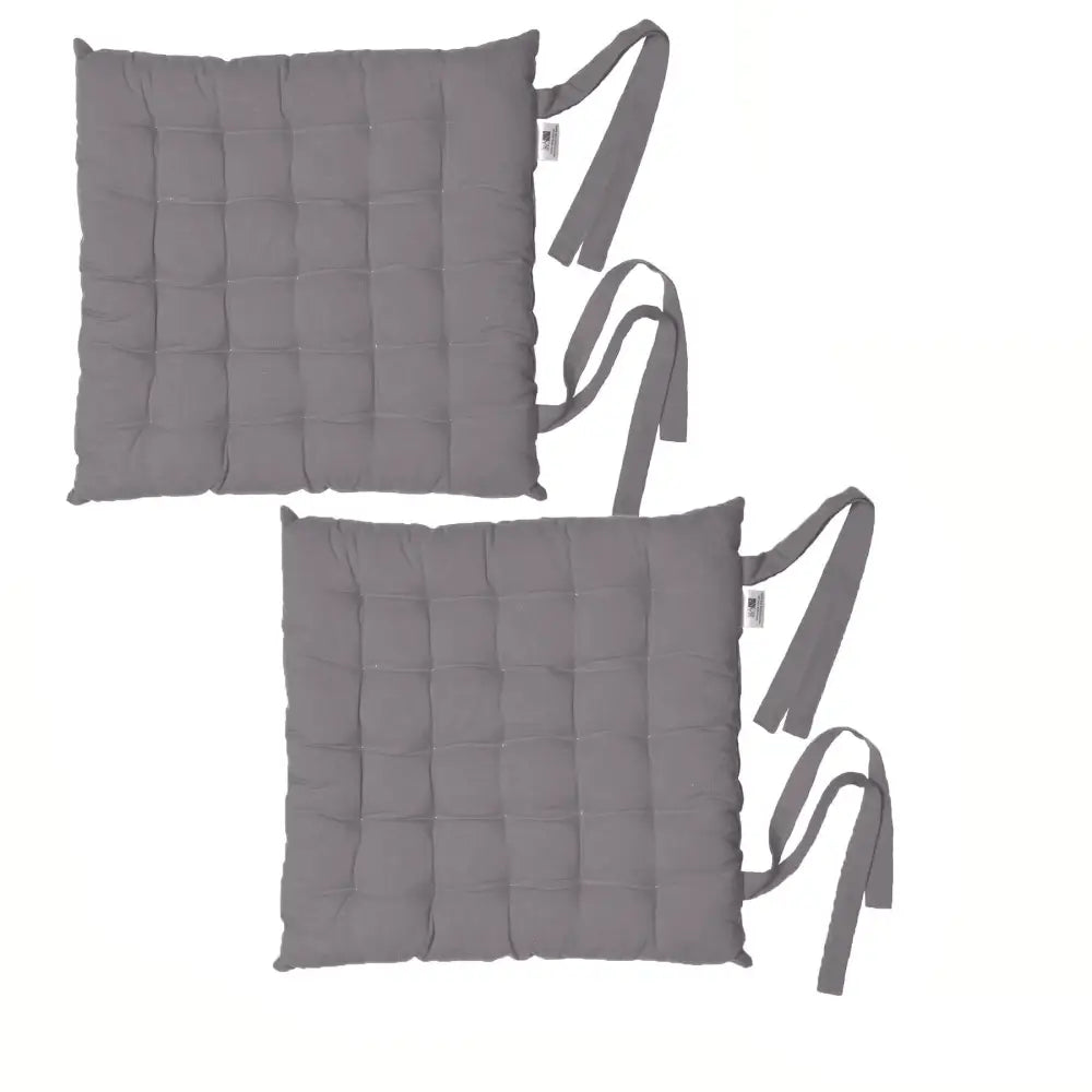 Rans Set of 2 Alfresco Cotton Chair Pads 40x40 cm - Plain Charcoal - Home & Garden > Decor