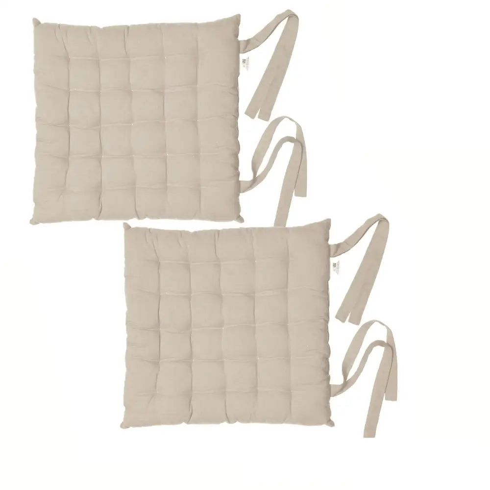 Rans Set of 2 Alfresco Cotton Chair Pads 40x40 cm - Plain Oatmeal - Home & Garden > Decor