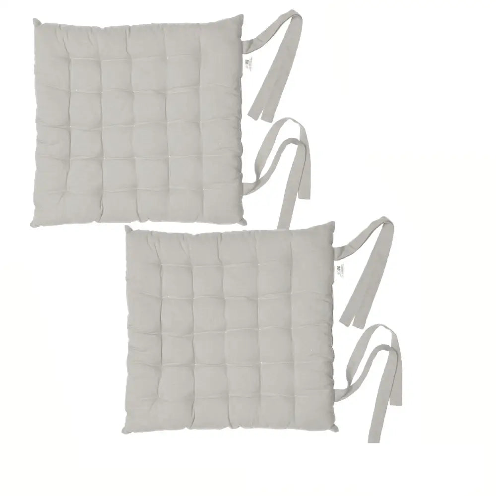 Rans Set of 2 Alfresco Cotton Chair Pads 40x40 cm - Plain Silver - Home & Garden > Decor