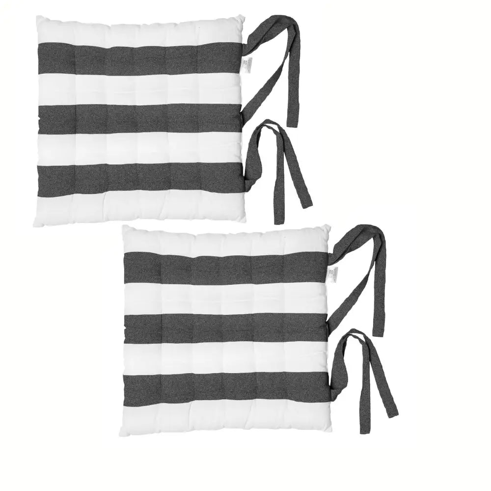 Rans Set of 2 Alfresco Cotton Chair Pads 40x40 cm - Striped Black (Charcoal) - Home & Garden > Decor