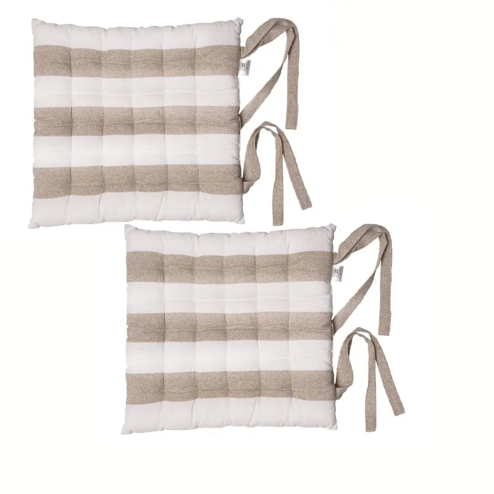 Rans Set of 2 Alfresco Cotton Chair Pads 40x40 cm - Striped Bleach Sand - Home & Garden > Decor