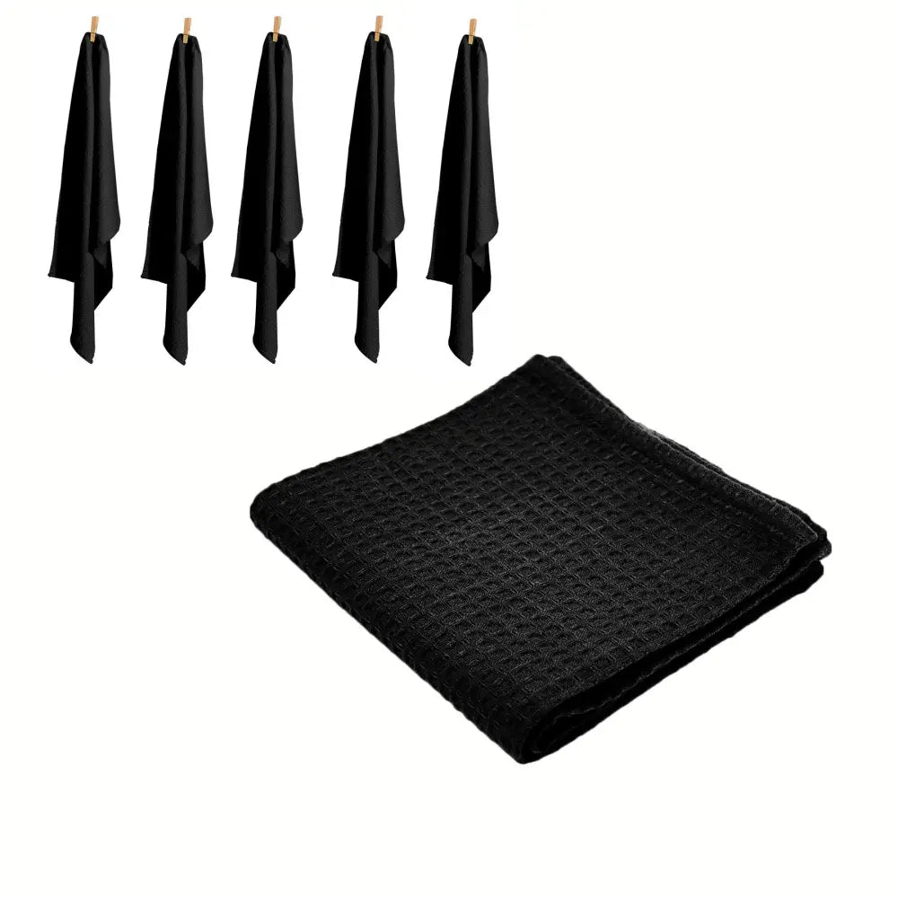 Rans Set of 6 Cotton Waffle Tea Towels 50x70 cm - Black - Home & Garden > Kitchenware