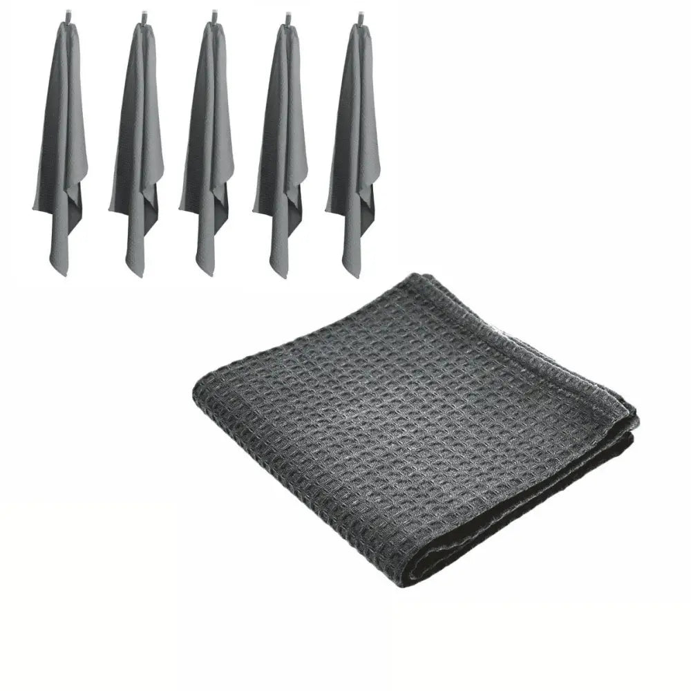 Rans Set of 6 Cotton Waffle Tea Towels 50x70 cm - Charcoal - Home & Garden > Kitchenware