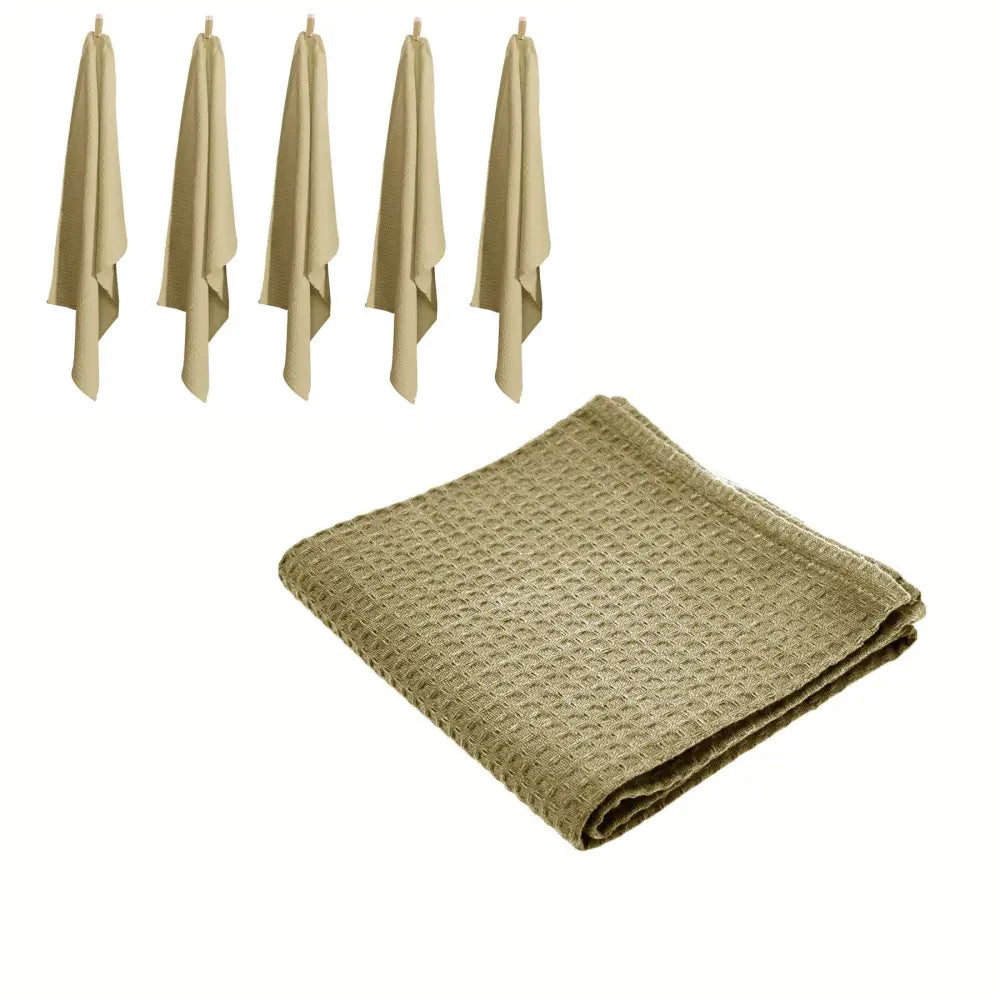 Rans Set of 6 Cotton Waffle Tea Towels 50x70 cm - Latte - Home & Garden > Kitchenware