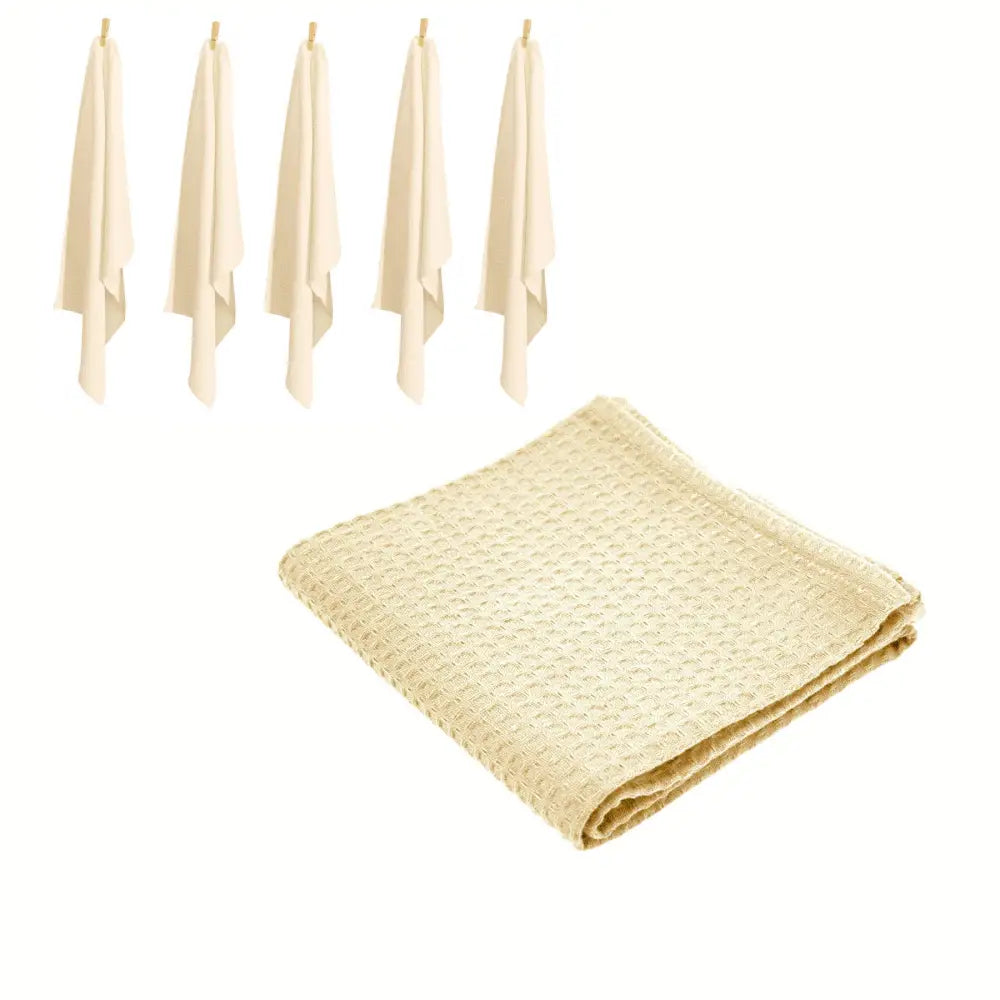 Rans Set of 6 Cotton Waffle Tea Towels 50x70 cm - Natural - Home & Garden > Kitchenware