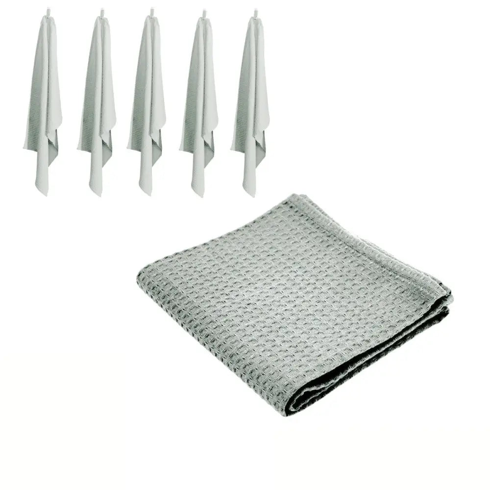 Rans Set of 6 Cotton Waffle Tea Towels 50x70 cm - Silver/Grey - Home & Garden > Kitchenware