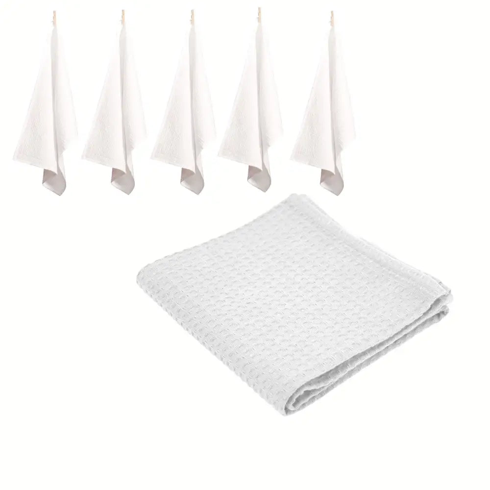 Rans Set of 6 Cotton Waffle Tea Towels 50x70 cm - White - Home & Garden > Kitchenware