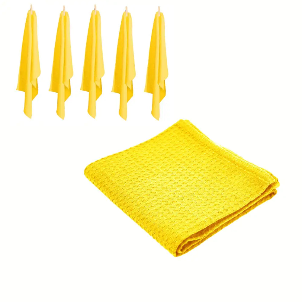 Rans Set of 6 Cotton Waffle Tea Towels 50x70 cm - Yellow - Home & Garden > Kitchenware