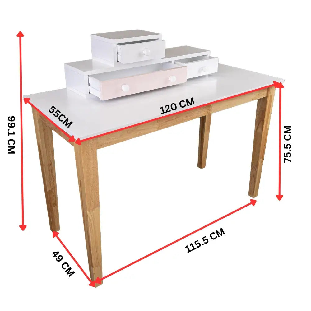 Reader Kids Children Study Computer Desk 120cm Table Rubber Wood - Pink - Furniture > Office