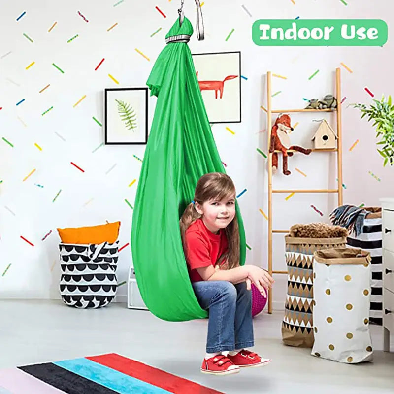 Red Kids’ Outdoor Hanging Swing Pod Chair - Comfortable & Durable Hammock for Play - Furniture > Outdoor > Outdoor