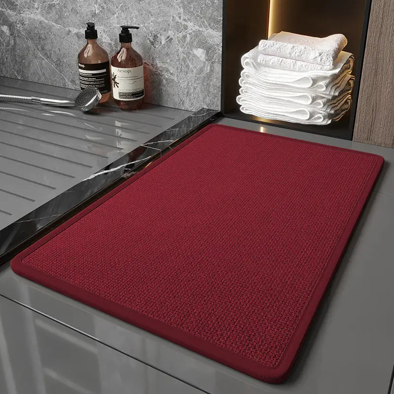 Red Quick Dry Bathroom Rug - Non-Slip PVC Foam Super Absorbent 50x80cm - Home & Garden > Bathroom Accessories > Bath
