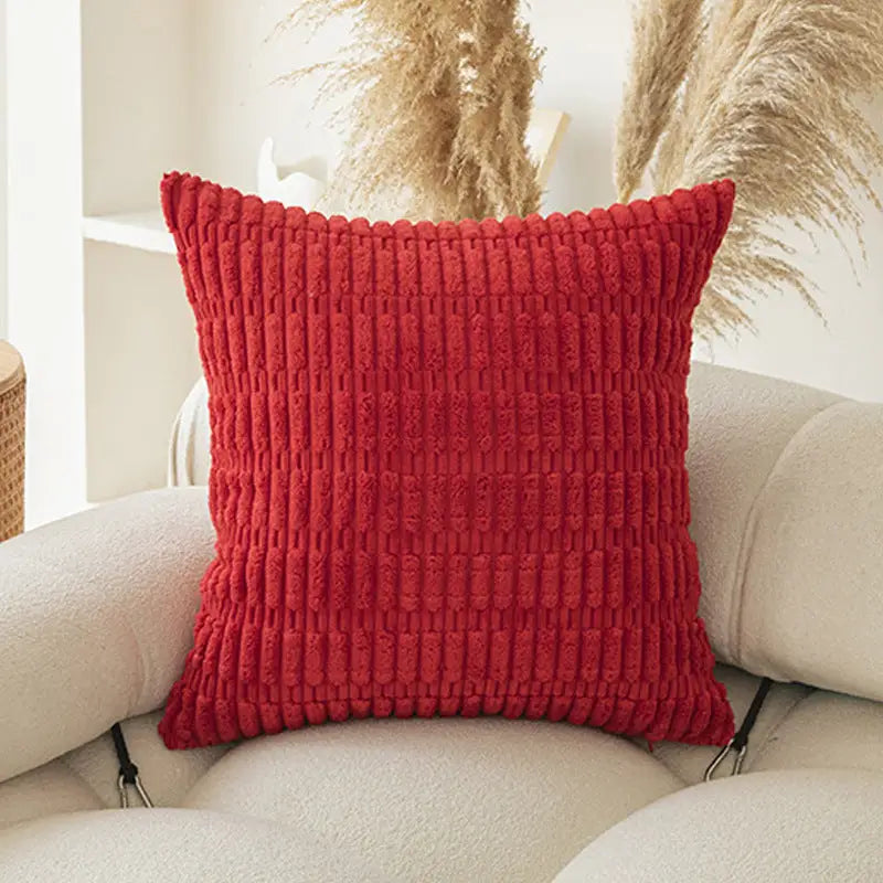 Red Set of 2 Corduroy Style Throw Pillow Covers - Machine Washable 50*50CM - Home & Garden > Bedding > Pillowcases