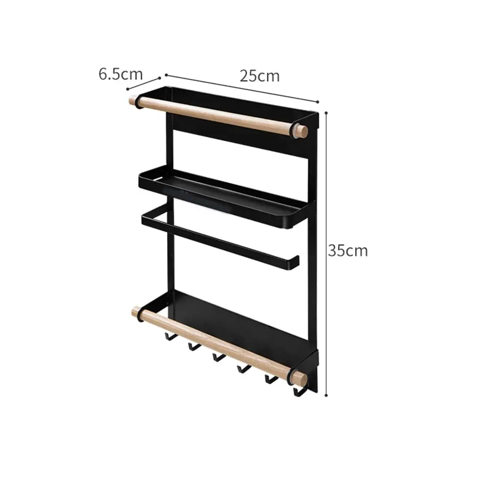 Refrigerator Storage Rack Magnetic Holder With Hooks Paper Spice Jars Storage Shelf - Home & Garden > Kitchenware