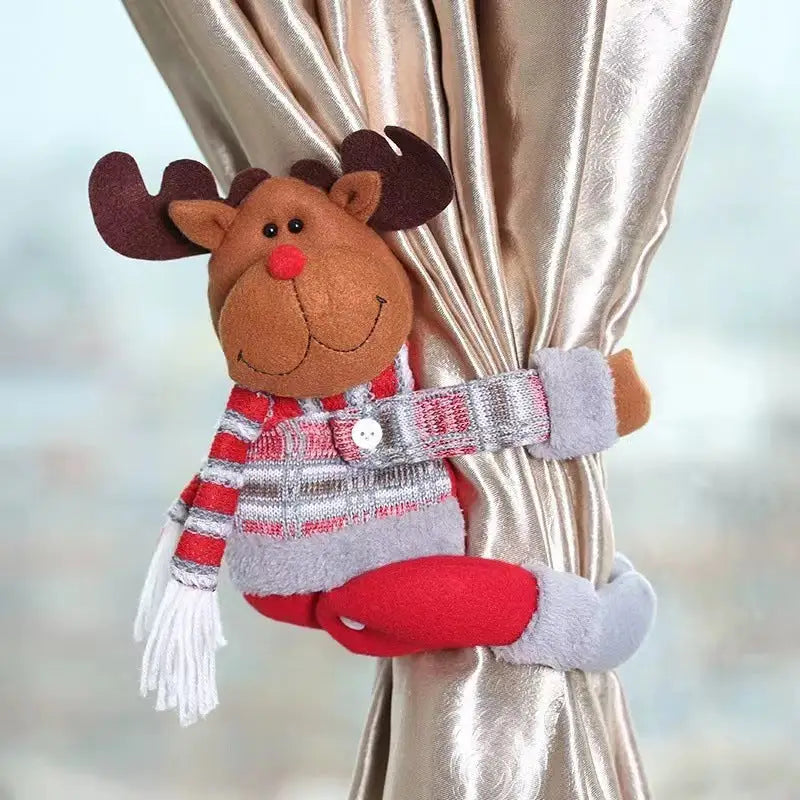 Reindeer Curtain Tieback - Festive Plush Christmas Curtain Holder for Holiday Decor 27*34cm 2 pcs - Occasions >