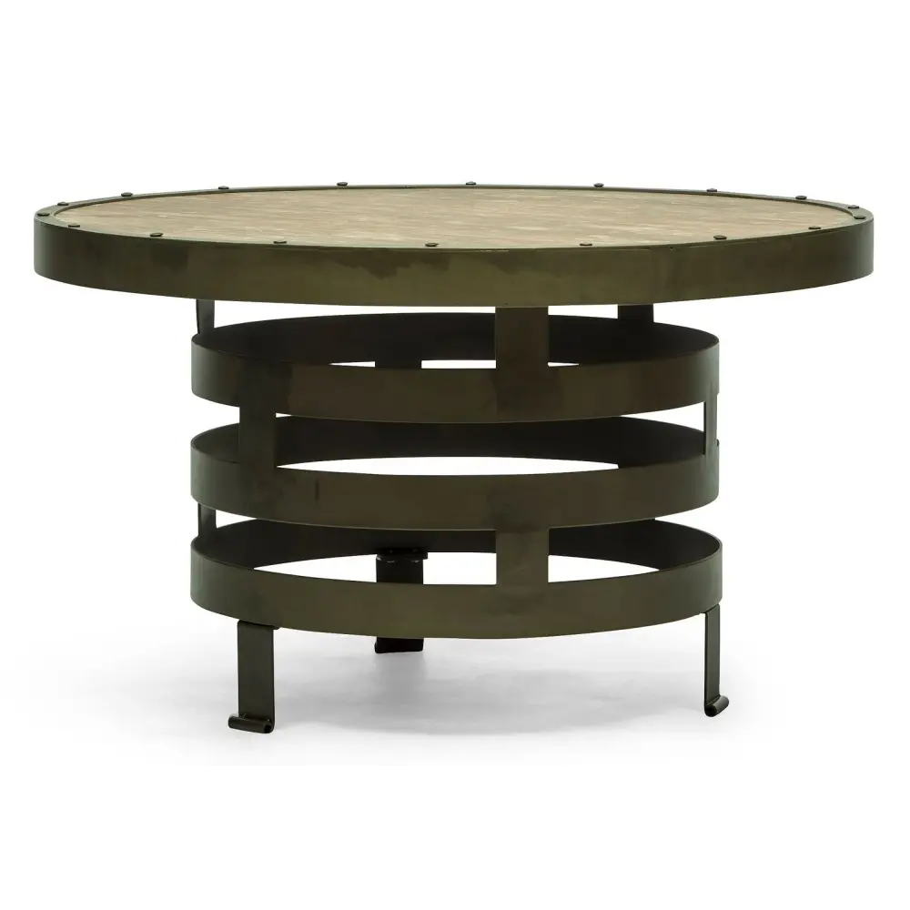 Retro Style Spiral Round Coffee Table with Wood Top - Furniture > Living Room