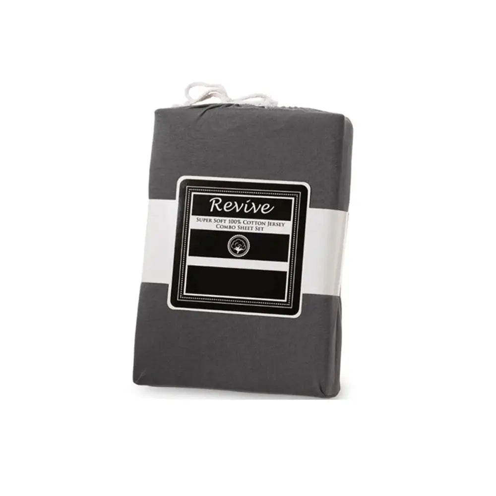 Revive 100% Cotton Jersey Combo Set Charcoal King - Home & Garden > Bedding > Bed Sheets