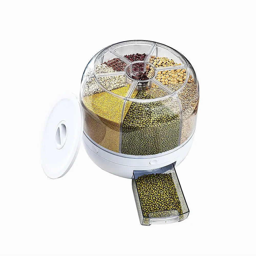 Rice Storage Cereal Dispenser Grain Container Rotating Dry Food Box - Home & Garden > Storage