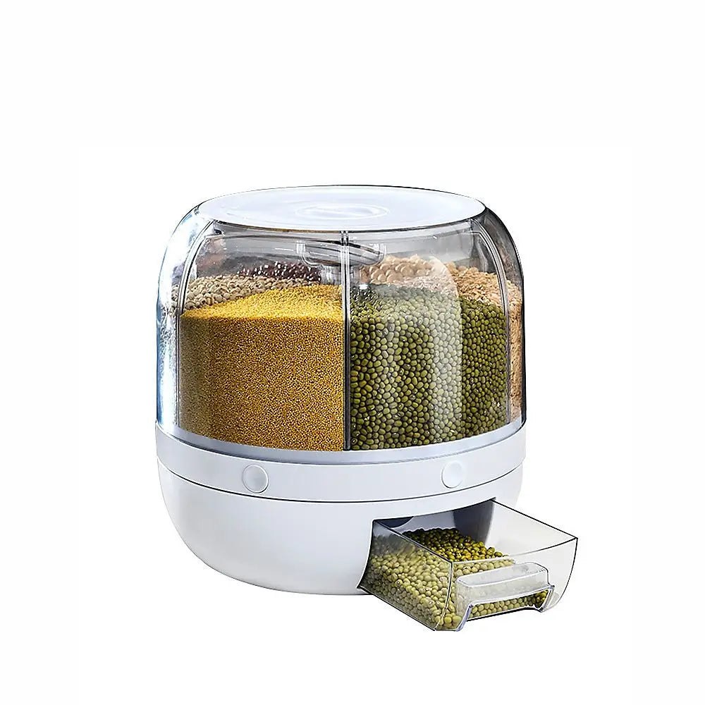 Rice Storage Cereal Dispenser Grain Container Rotating Dry Food Box - Home & Garden > Storage