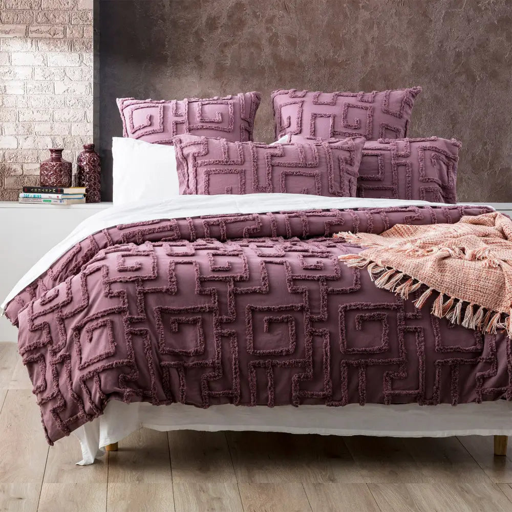 Riley Vintage Washed Cotton Chenille Tufted Grape European Pillowcase by Renee Taylor - Home & Garden > Bedding >