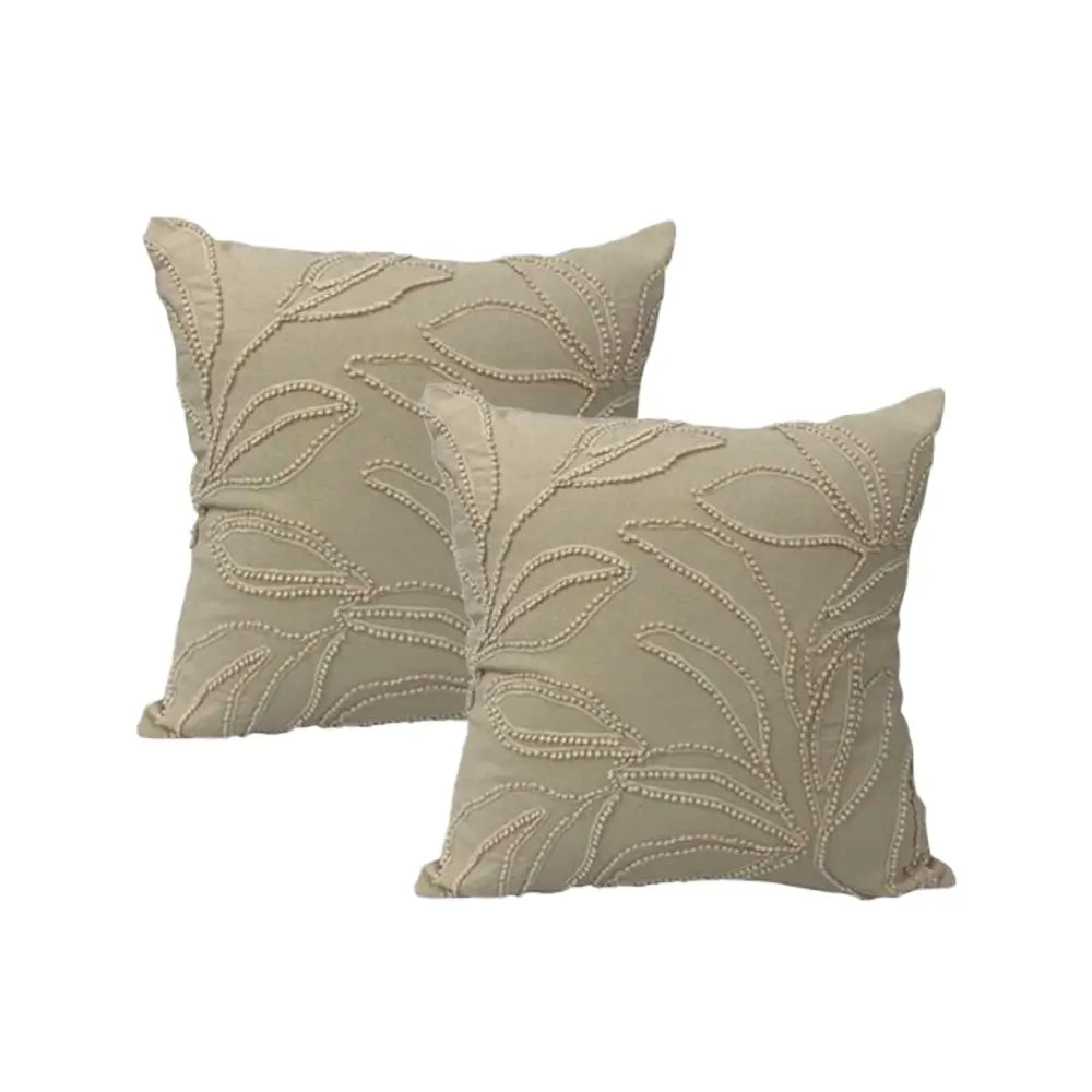 Riviera Natural Twin Pack Cotton Embroidered Cushion Polyester Filled by Cloud Linen - Home & Garden > Decor > Cushions