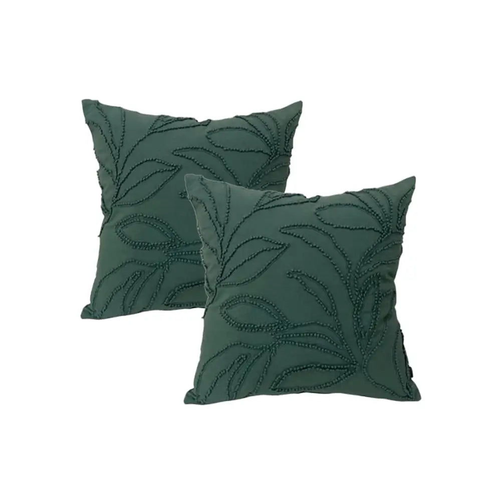 Riviera Teal Twin Pack Cotton Embroidered Cushion Polyester Filled by Cloud Linen - Home & Garden > Decor > Cushions &