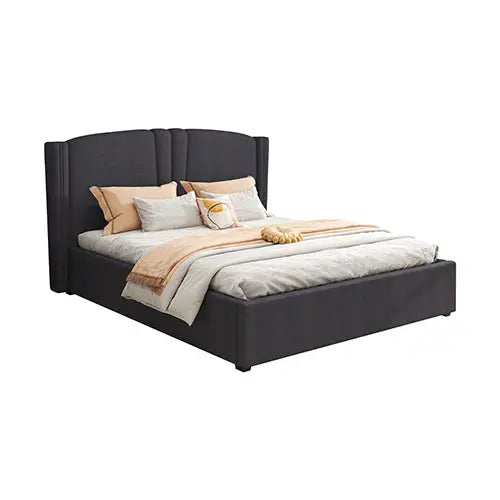 Roman Bed Frame Queen Size Black Velvet Fabric with Gas Lift plywood metal structure - Furniture > Bedroom > Beds & Bed