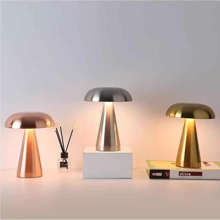 Rose Red Modern Mushroom Table Lamp - Minimalist Metal Design for Home and Office - Home & Garden > Lighting > Table