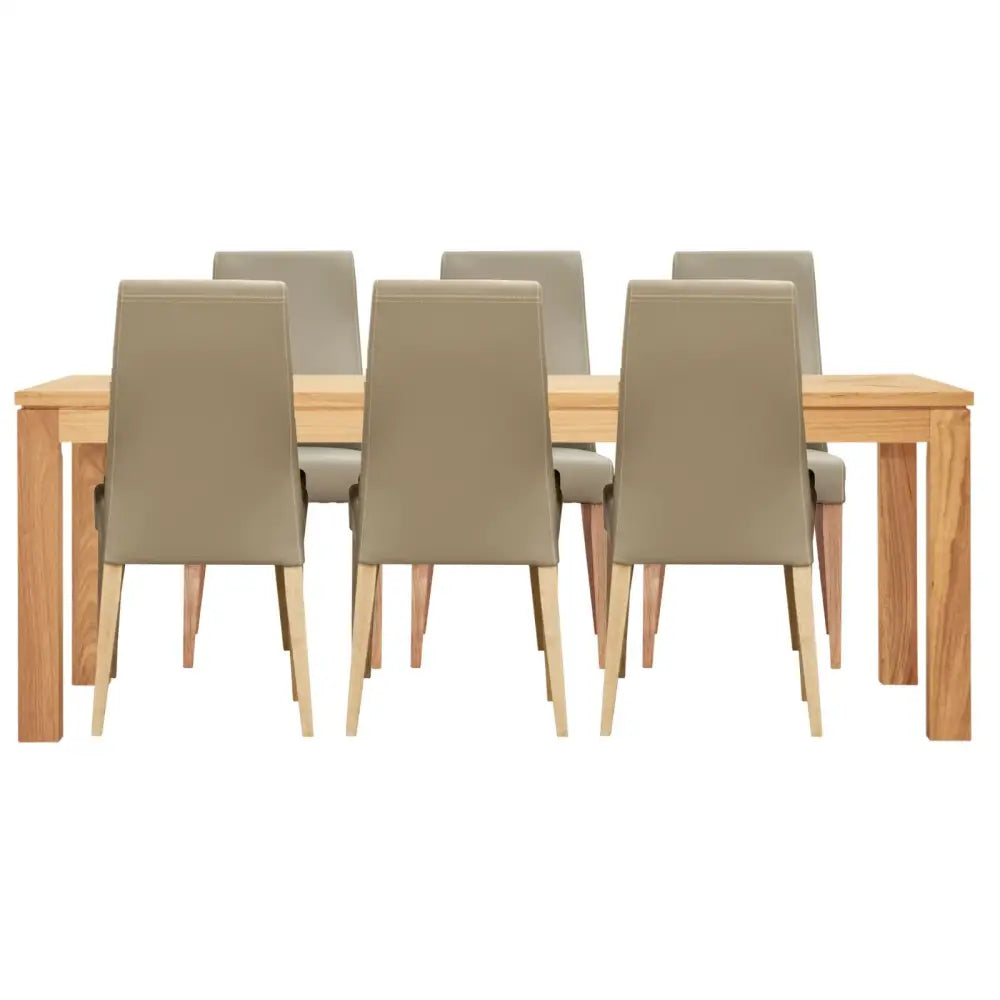 Rosemallow 7pc Dining Set 180cm Table 6 Silver PU Chair Solid Messmate Timber - Furniture > Dining
