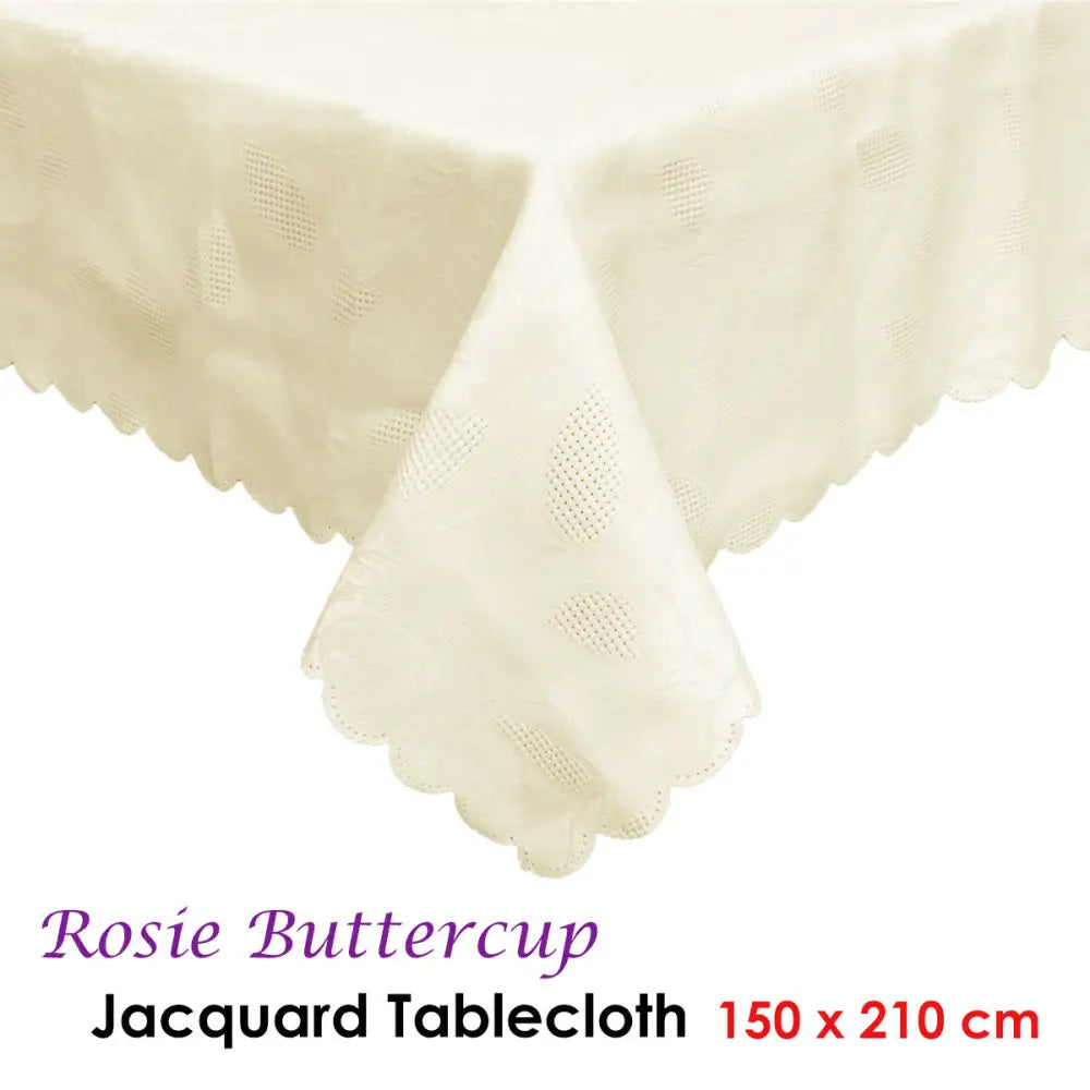 Rosie Buttercup Luxury Jacquard Tablecloth 150 x 210 cm - Home & Garden > Kitchenware