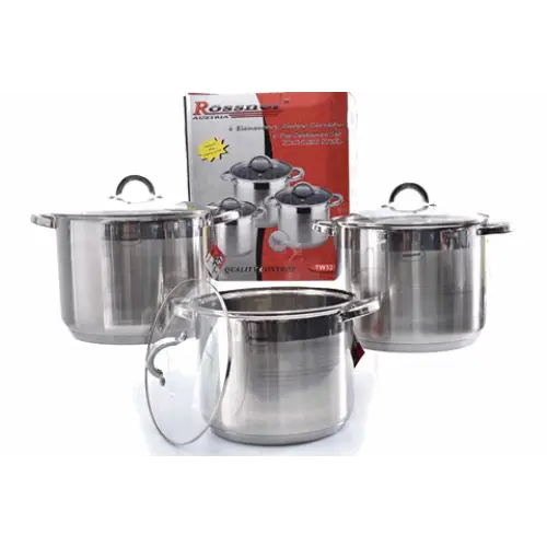 Rossner Stainless Steel Induction Cookware Set Casserole Stockpot - 3 Pots with Lids - Home & Garden > Kitchenware