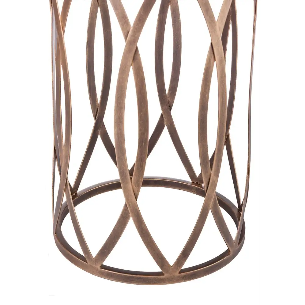 Round Iron Side Table with Cross Legs in Brass Finish - Furniture > Living Room