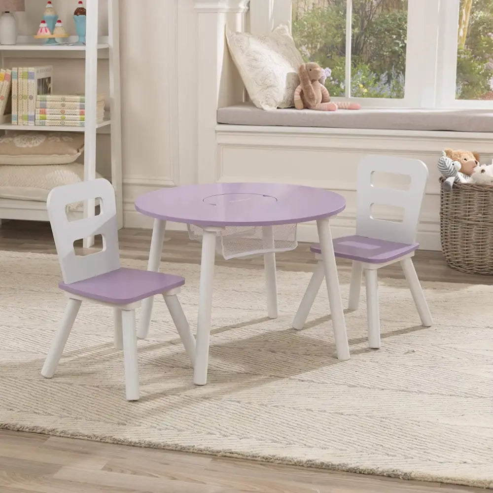 Round Table and 2 Chair Set for children (Lavender) - Baby & Kids > Kid’s Furniture