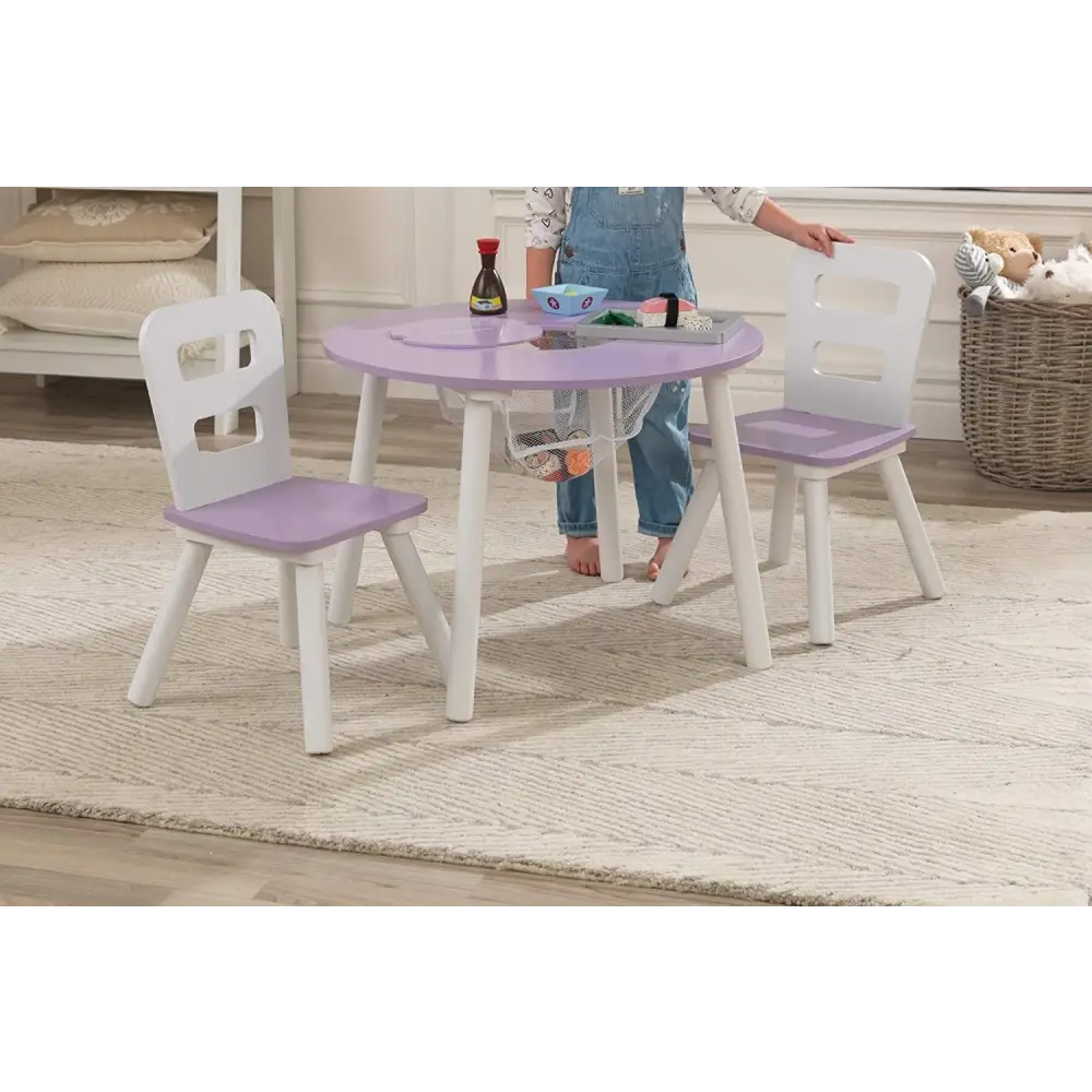 Round Table and 2 Chair Set for children (Lavender) - Baby & Kids > Kid’s Furniture