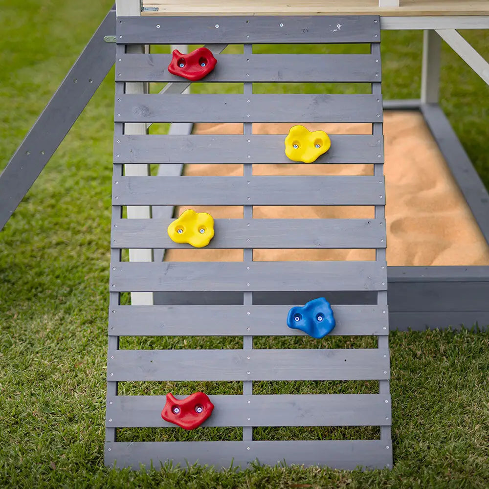 ROVO KIDS Wooden Tower Cubby House with Slide Sandpit Climbing Wall Noughts & Crosses - Baby & Kids > Baby & Kid’s